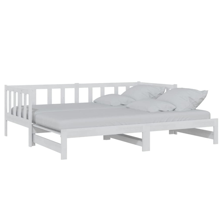 Slaapbank Uitschuifbaar Massief Grenenhout 2X(90X200) Cm Wit