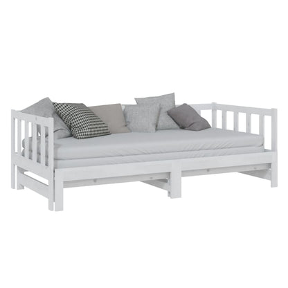 Slaapbank Uitschuifbaar Massief Grenenhout 2X(90X200) Cm Wit