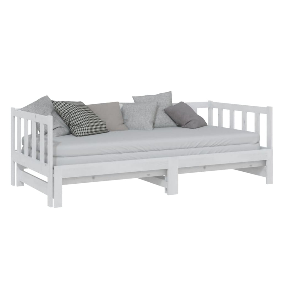 Slaapbank Uitschuifbaar Massief Grenenhout 2X(90X200) Cm Wit
