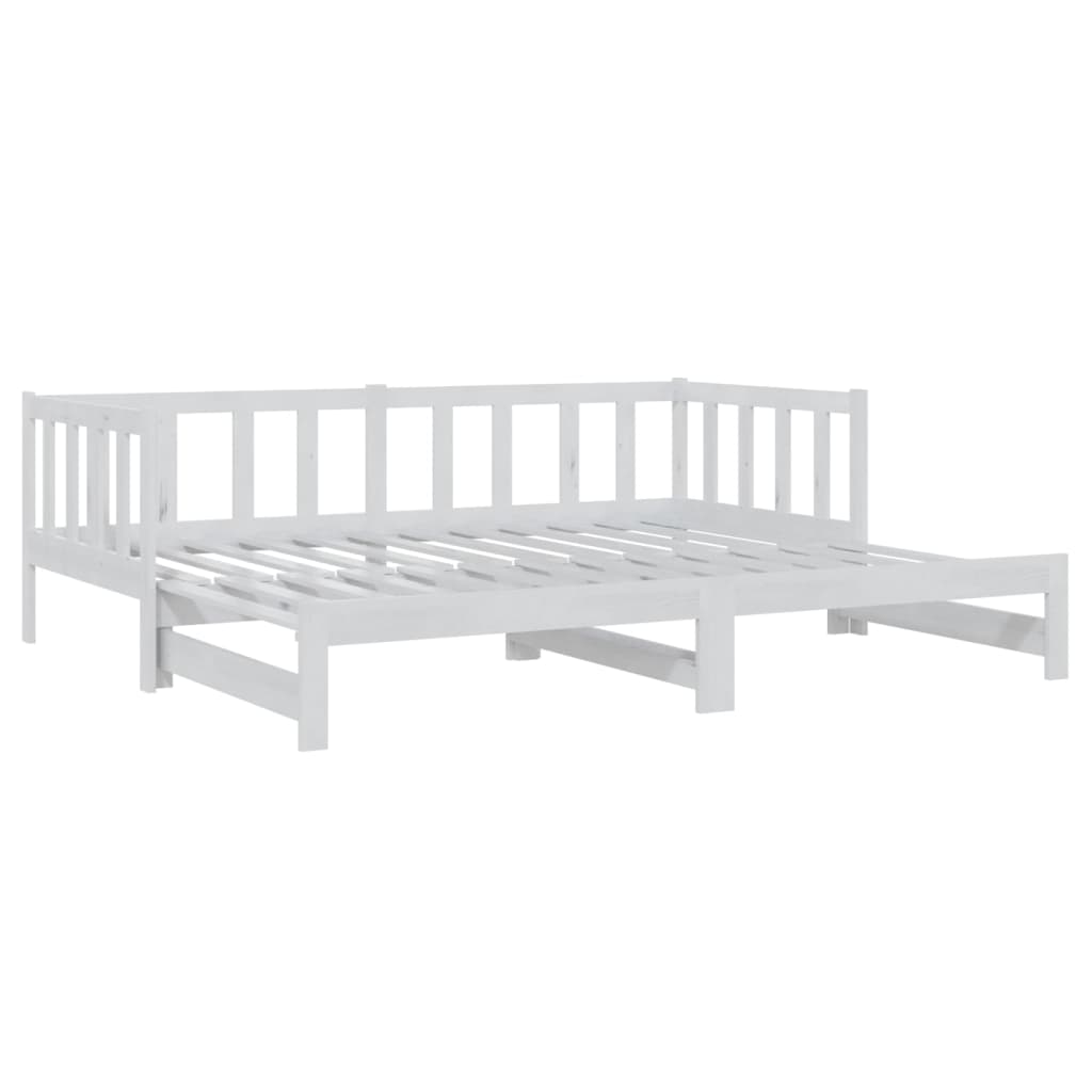 Slaapbank Uitschuifbaar Massief Grenenhout 2X(90X200) Cm Wit