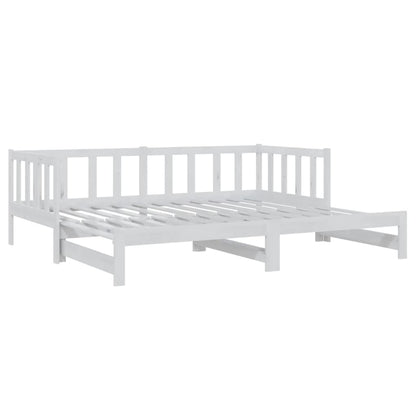 Slaapbank Uitschuifbaar Massief Grenenhout 2X(90X200) Cm Wit