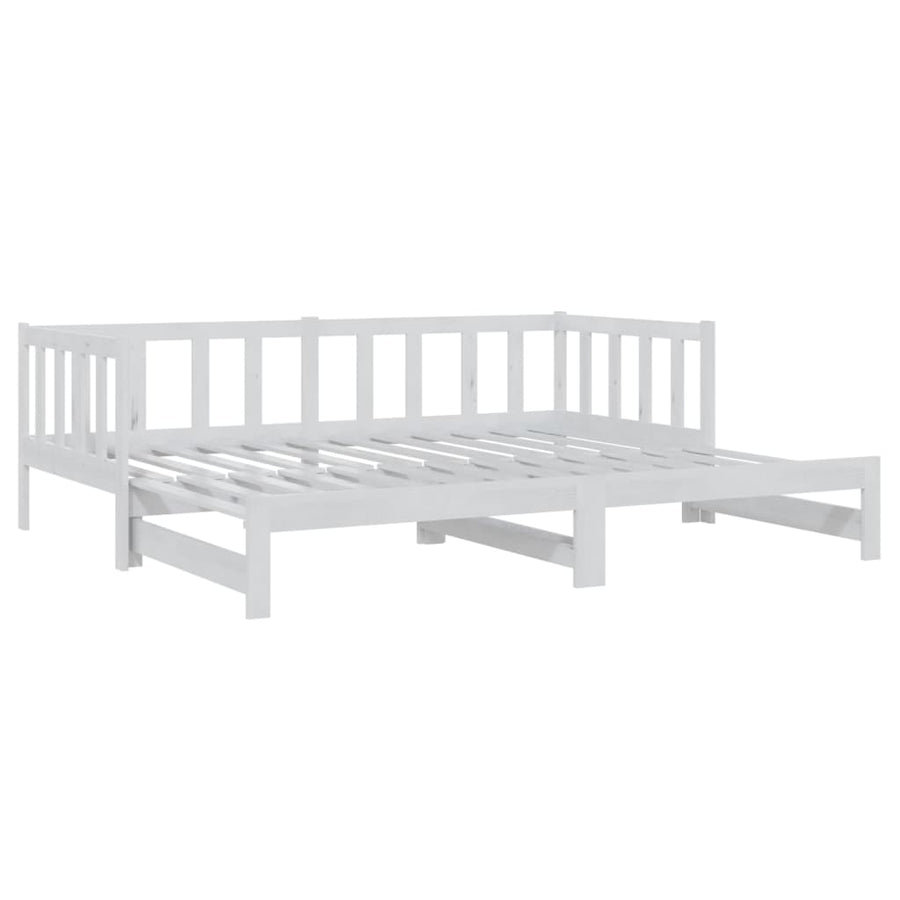 Slaapbank Uitschuifbaar Massief Grenenhout 2X(90X200) Cm Wit