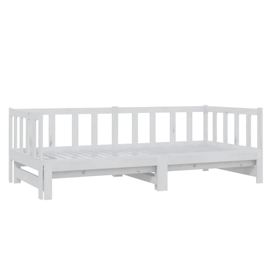 Slaapbank Uitschuifbaar Massief Grenenhout 2X(90X200) Cm Wit