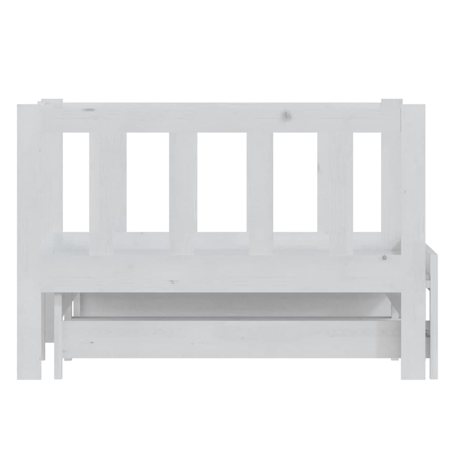Slaapbank Uitschuifbaar Massief Grenenhout 2X(90X200) Cm Wit