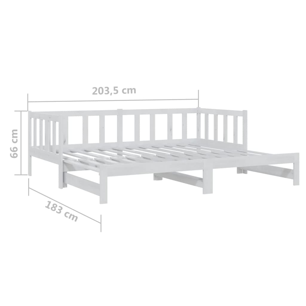 Slaapbank Uitschuifbaar Massief Grenenhout 2X(90X200) Cm Wit