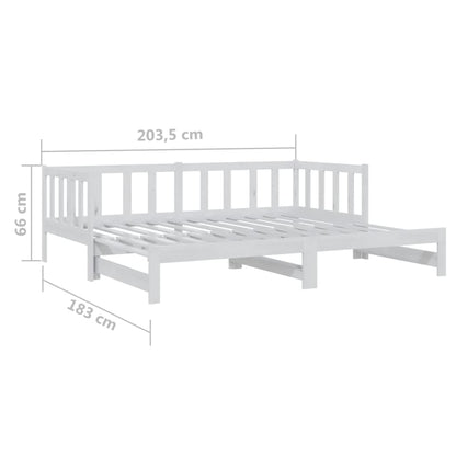 Slaapbank Uitschuifbaar Massief Grenenhout 2X(90X200) Cm Wit