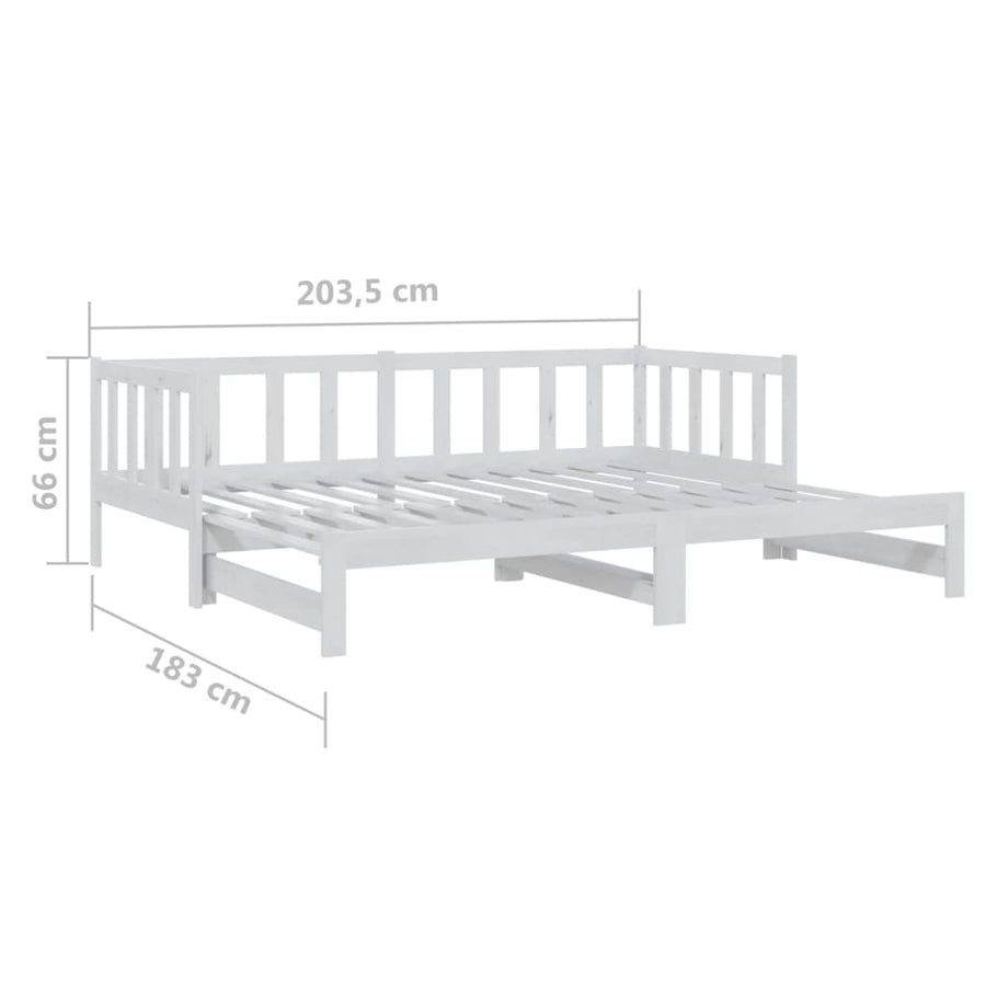 Slaapbank Uitschuifbaar Massief Grenenhout 2X(90X200) Cm Wit