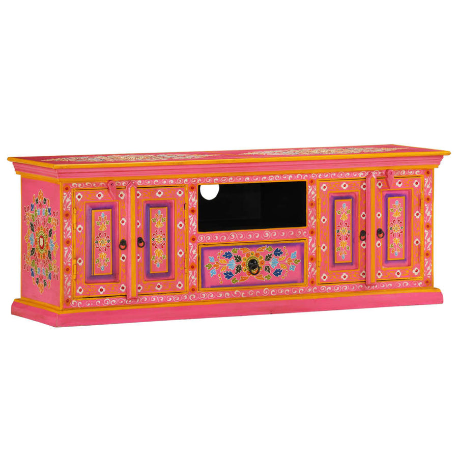 Tv-Meubel Massief Mangohout 110 x 30 x 40 cm Roze