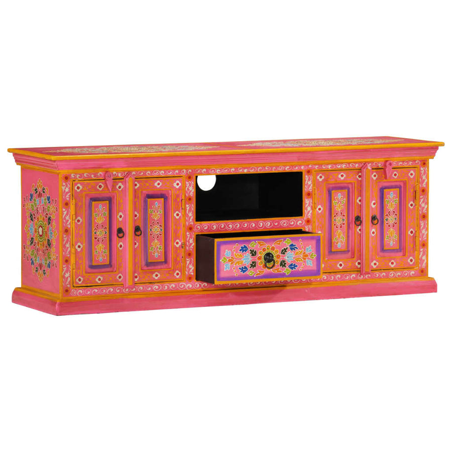 Tv-Meubel Massief Mangohout 110 x 30 x 40 cm Roze