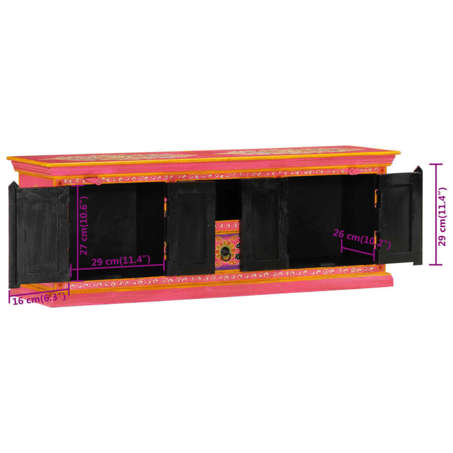 Tv-Meubel Massief Mangohout 110 x 30 x 40 cm Roze