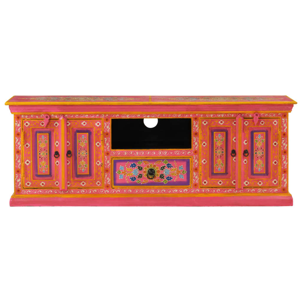 Tv-Meubel Massief Mangohout 110 x 30 x 40 cm Roze