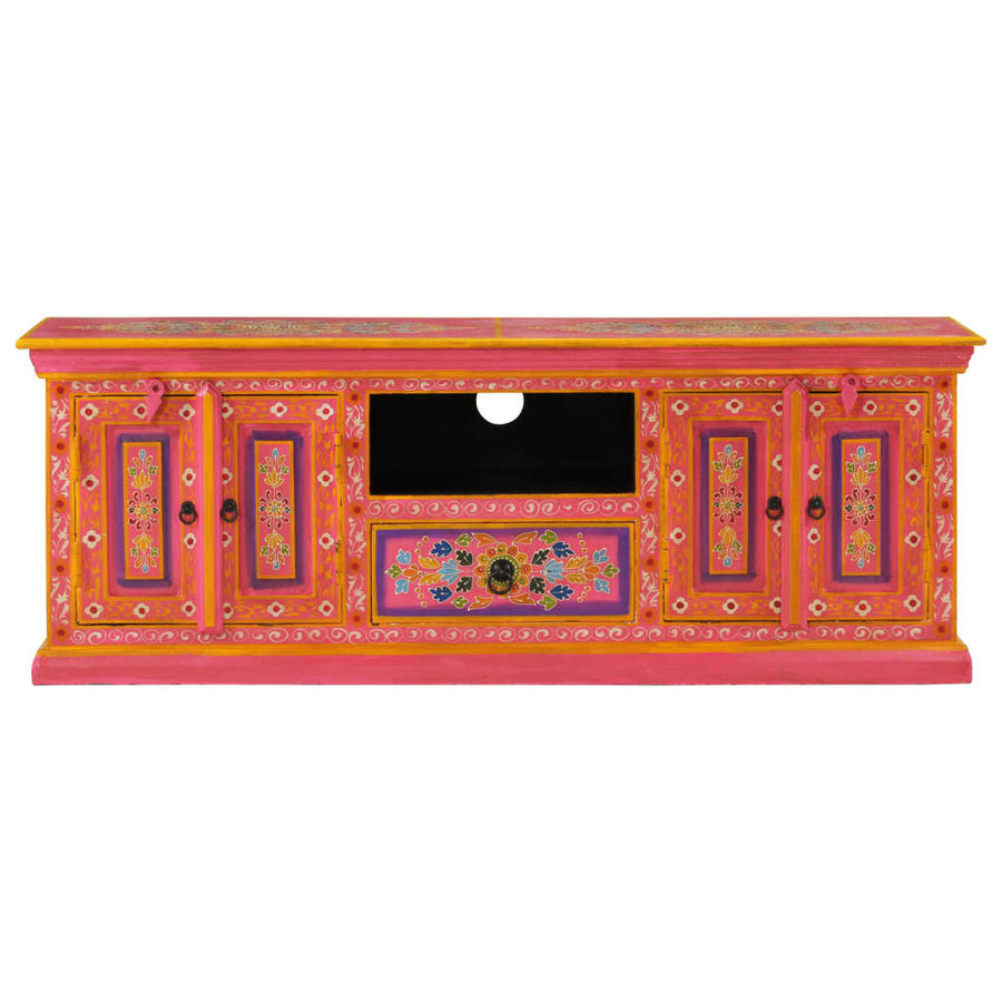 Tv-Meubel Massief Mangohout 110 x 30 x 40 cm Roze
