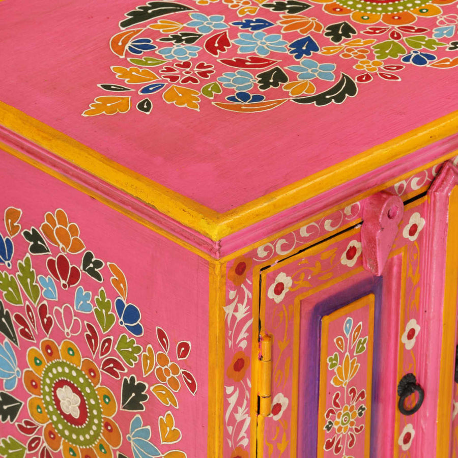 Tv-Meubel Massief Mangohout 110 x 30 x 40 cm Roze