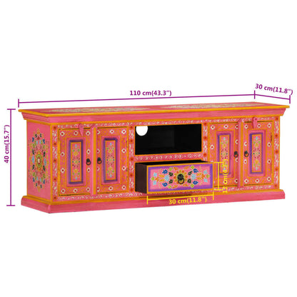 Tv-Meubel Massief Mangohout 110 x 30 x 40 cm Roze
