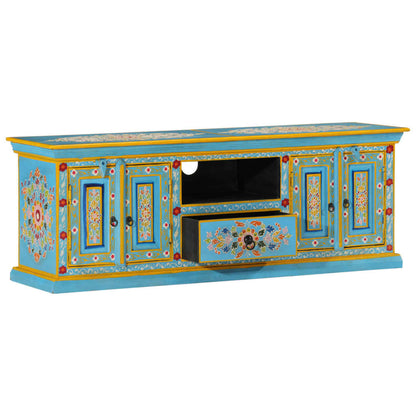 Tv-Meubel Massief Mangohout 110 x 30 x 40 cm Blauw
