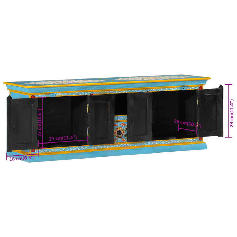 Tv-Meubel Massief Mangohout 110 x 30 x 40 cm Blauw