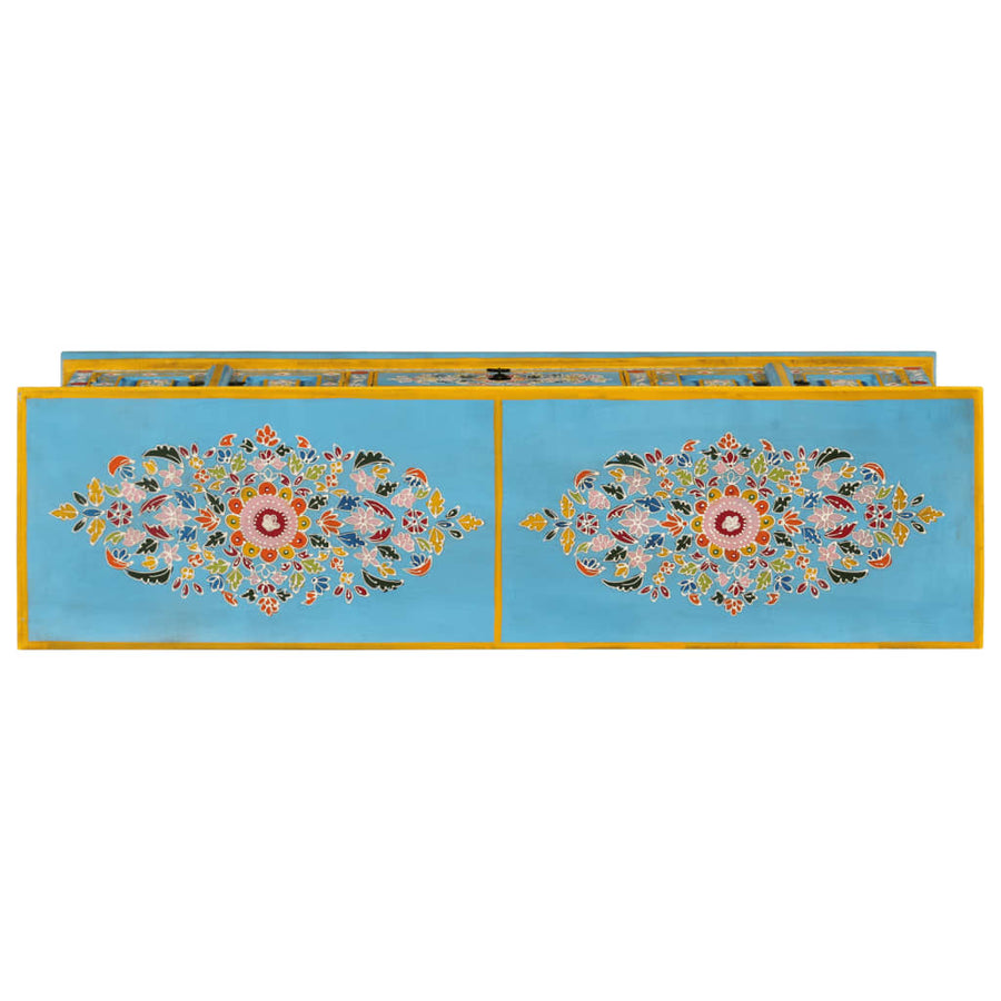 Tv-Meubel Massief Mangohout 110 x 30 x 40 cm Blauw