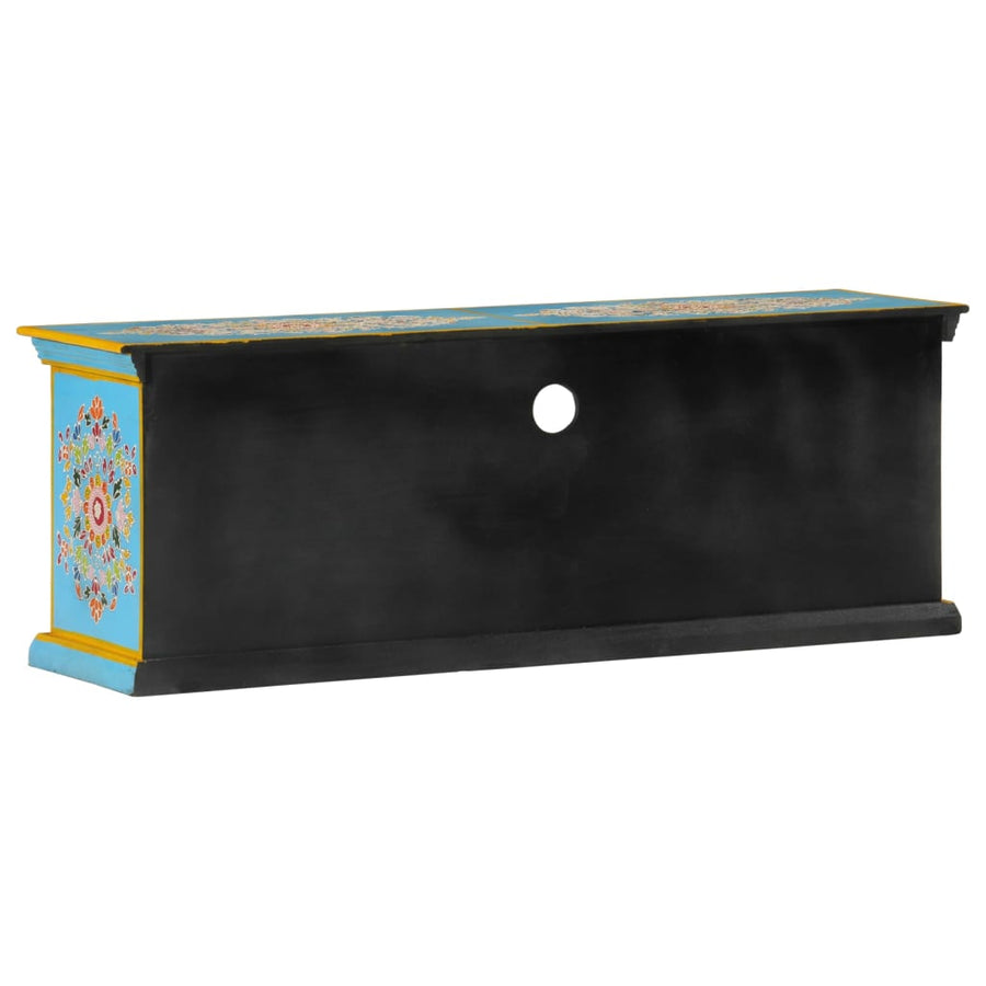 Tv-Meubel Massief Mangohout 110 x 30 x 40 cm Blauw