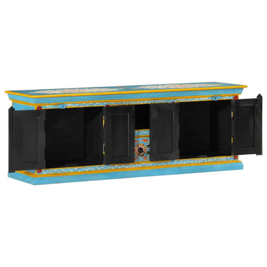 Tv-Meubel Massief Mangohout 110 x 30 x 40 cm Blauw