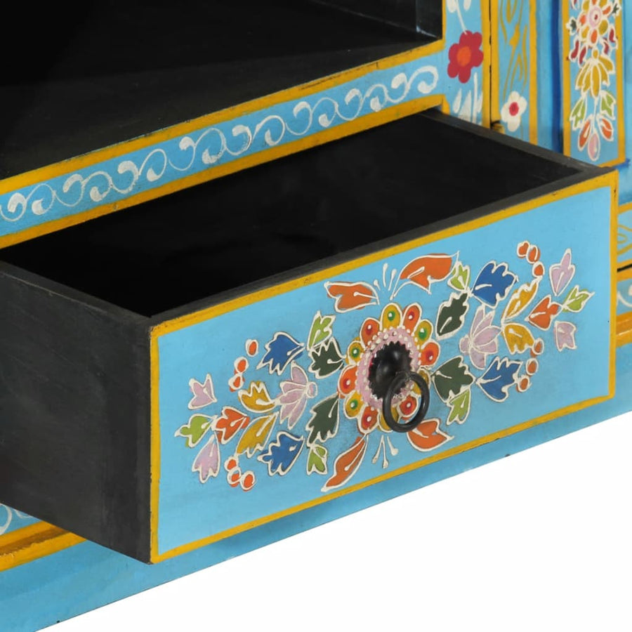 Tv-Meubel Massief Mangohout 110 x 30 x 40 cm Blauw