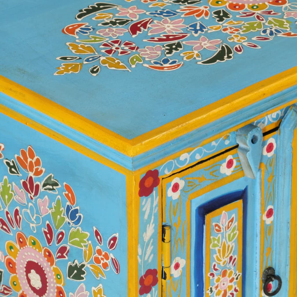 Tv-Meubel Massief Mangohout 110 x 30 x 40 cm Blauw
