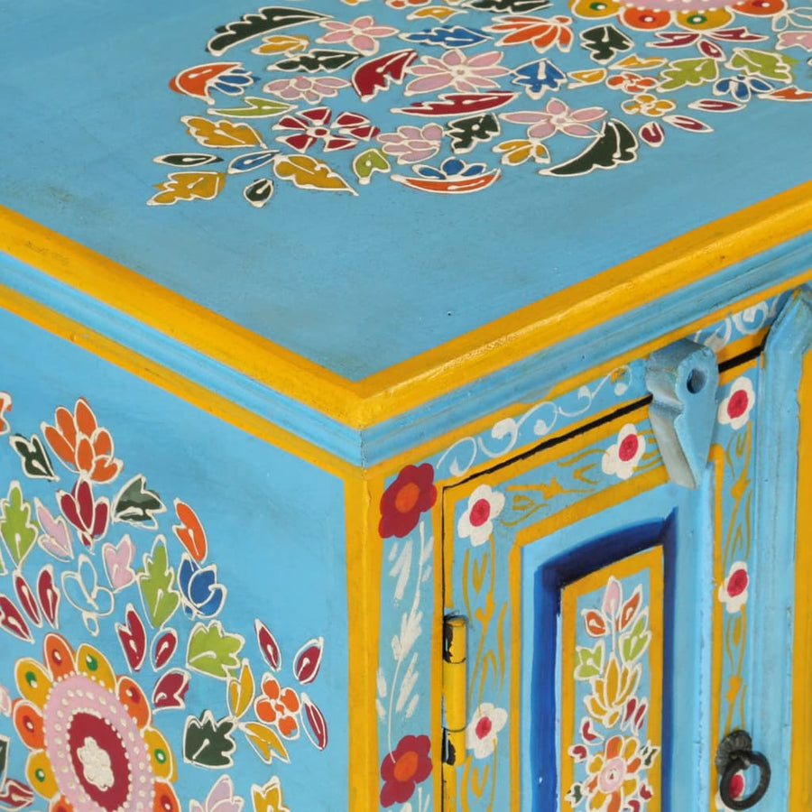 Tv-Meubel Massief Mangohout 110 x 30 x 40 cm Blauw