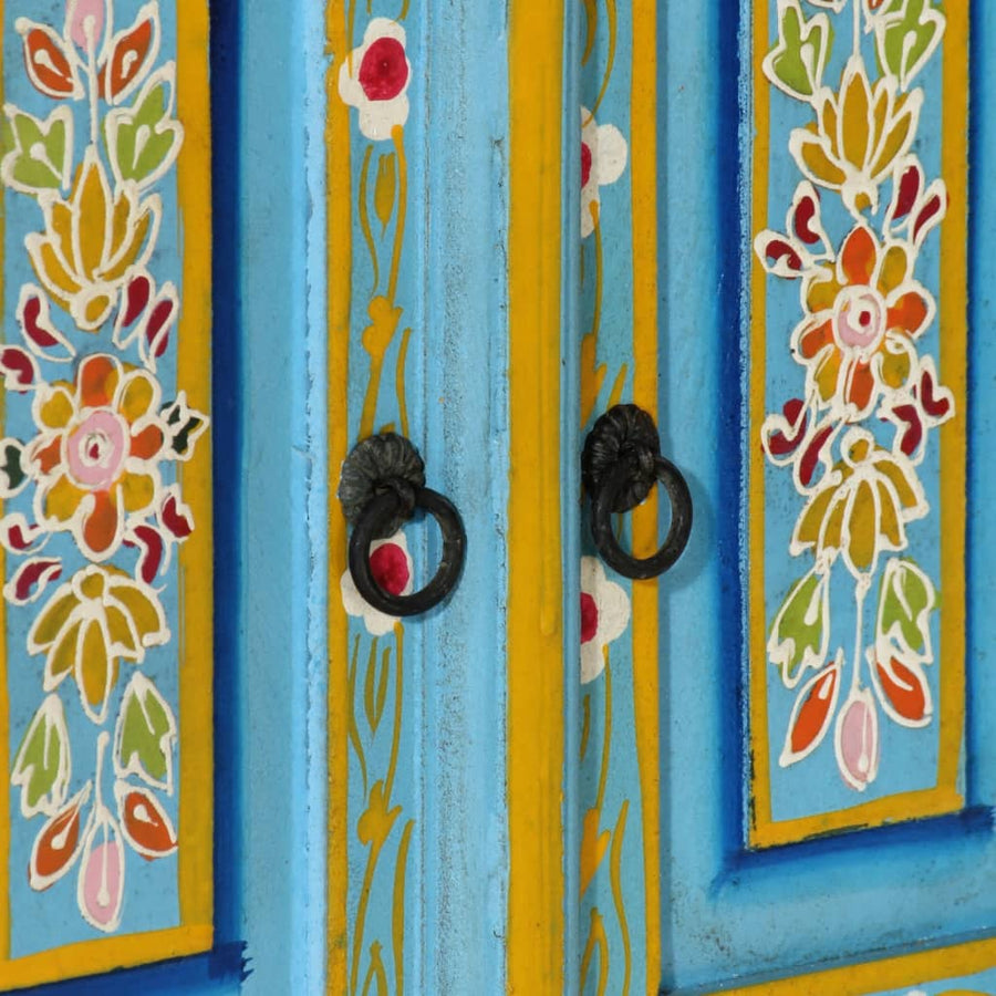 Tv-Meubel Massief Mangohout 110 x 30 x 40 cm Blauw