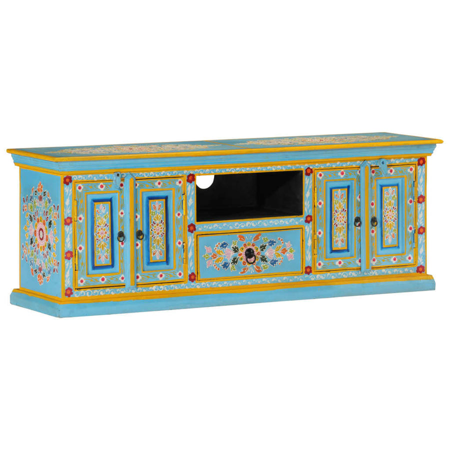 Tv-Meubel Massief Mangohout 110 x 30 x 40 cm Blauw