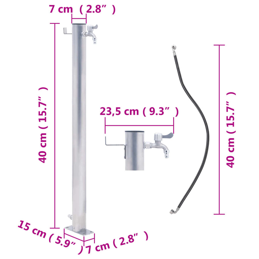 Waterzuil Roestvrij Staal 40 cm Rond