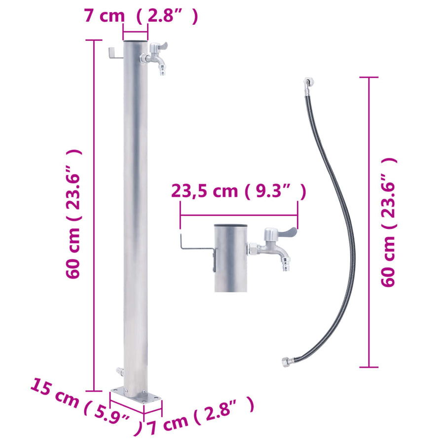 Waterzuil Roestvrij Staal 60 cm Rond