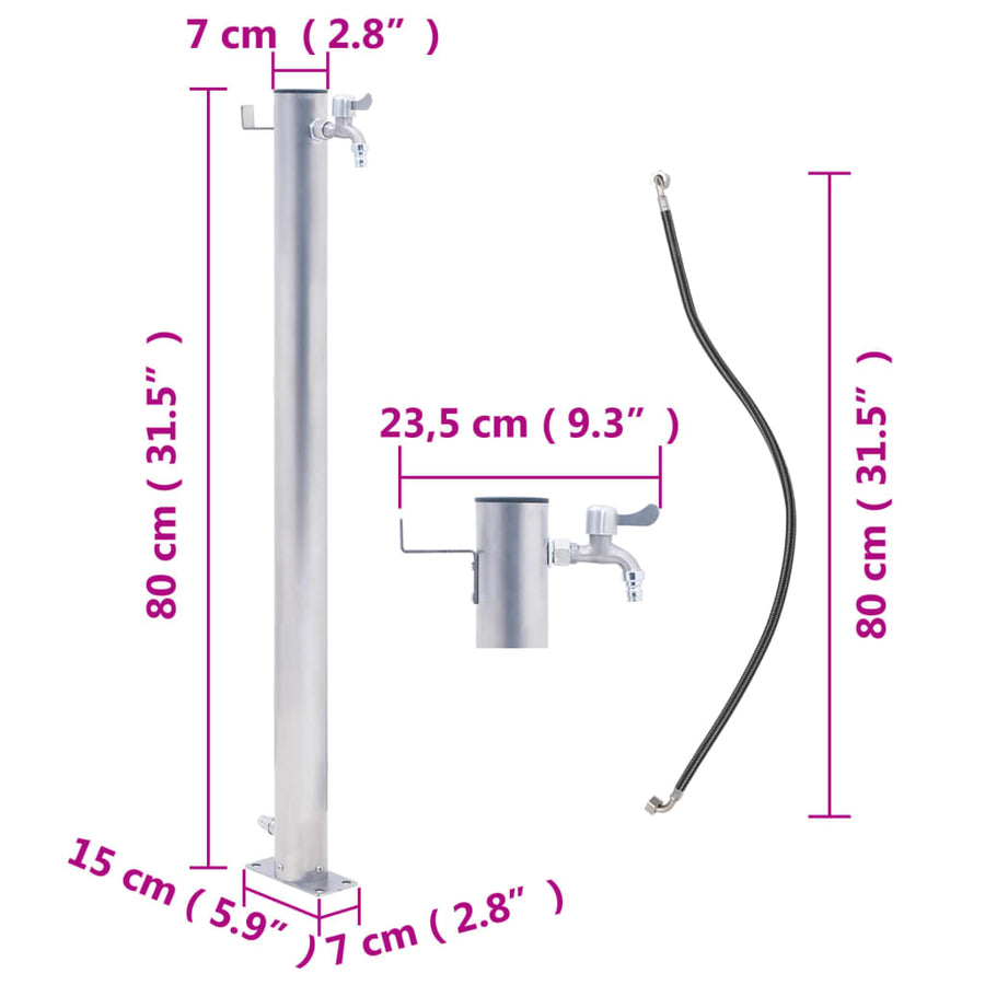 Waterzuil Roestvrij Staal 80 cm Rond