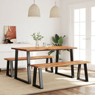 3-piece Dining Set with live edge solid acacia wood