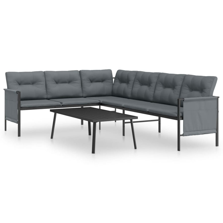 2-Delige Loungeset Staal Antracietkleurig hoek + Tafel