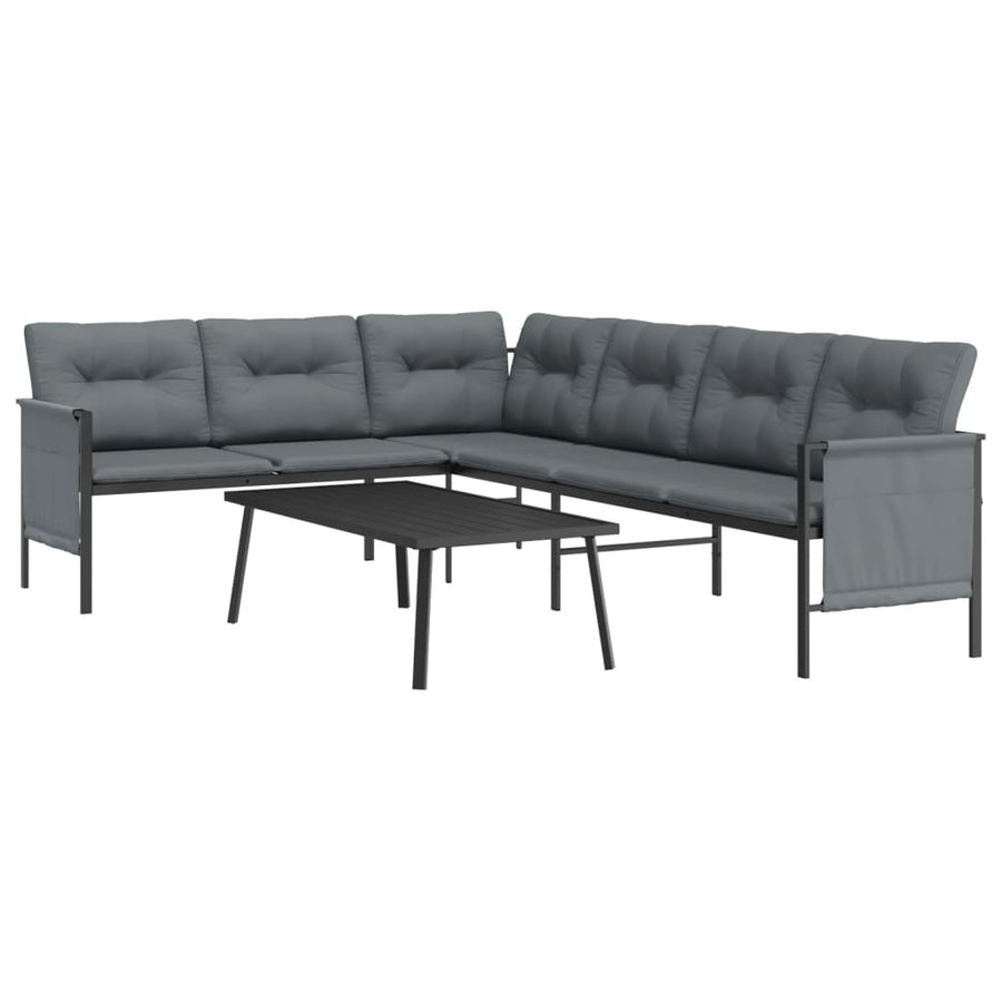 2-Delige Loungeset Staal Antracietkleurig hoek + Tafel