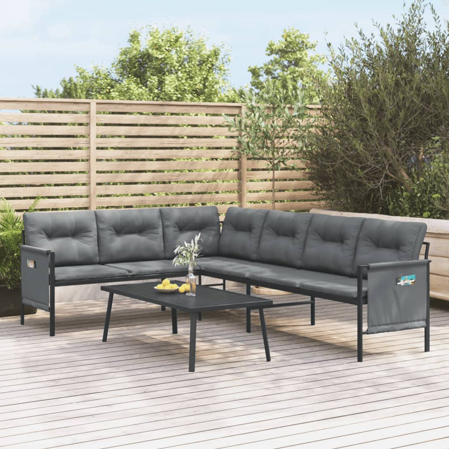 2-Delige Loungeset Staal Antracietkleurig hoek + Tafel