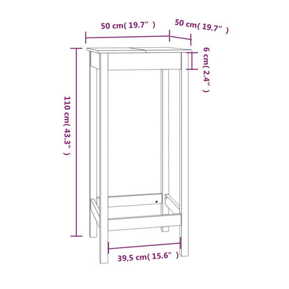 Bartafel Massief Grenenhout 50 x 50 x 110 cm Naturel
