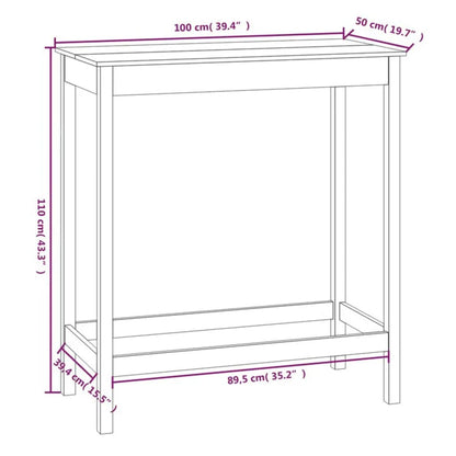 Bartafel Massief Grenenhout 100 x 50 x 110 cm Naturel