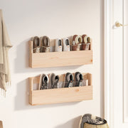 Wandschoenenrek massief grenenhout 59x9x23 cm 2 st