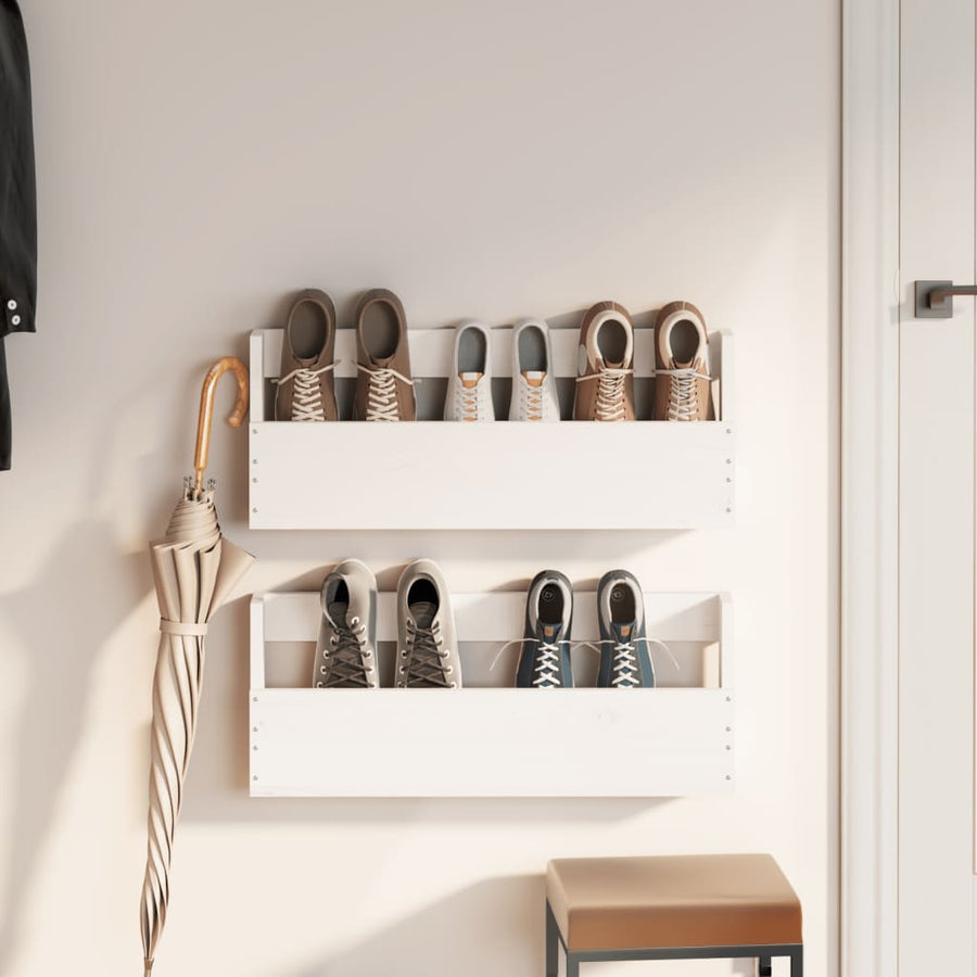 Schoenenrekken Massief Grenenhout Wit 59 x 9 x 23 cm
