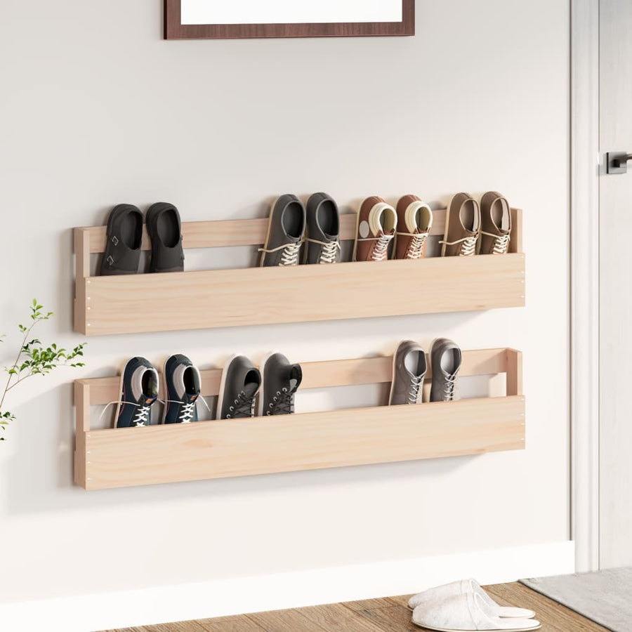 Wandschoenenrekken Massief Grenenhout Naturel 110 x 9 x 23 cm