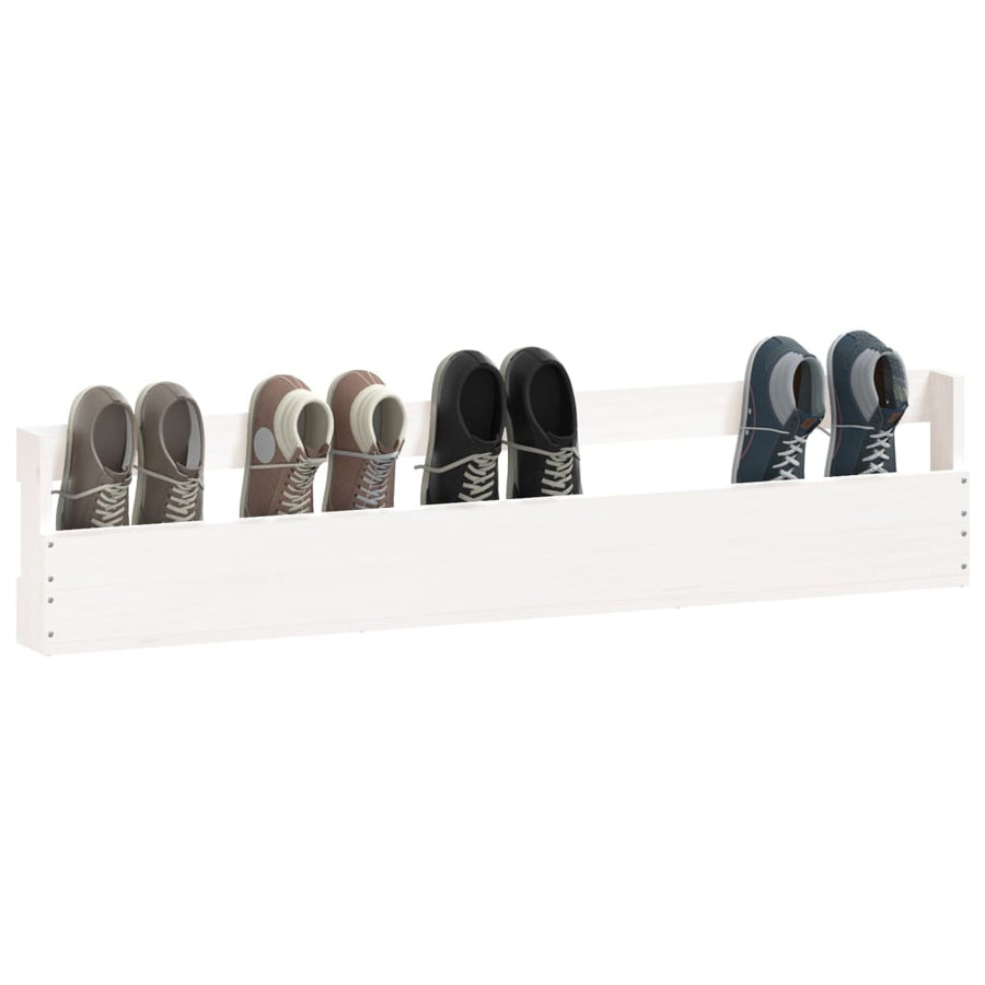 Wandschoenenrekken Massief Grenenhout Wit 110 x 9 x 23 cm