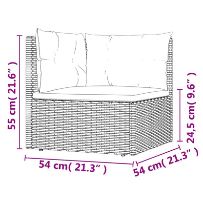 6-delige Loungeset met kussens poly rattan zwart
