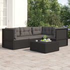 4-Delige Loungeset Met Kussens Poly Rattan Zwart 3x hoek + midden