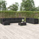 0-Delige Loungeset Met Kussens Poly Rattan Zwart 4x hoek + 5x midden + voetensteun