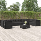 0-Delige Loungeset Met Kussens Poly Rattan Zwart 4x hoek + 6x midden