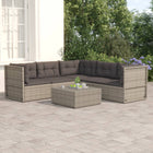 5-Delige Loungeset Met Kussens Poly Rattan Grijs 3x hoek + 2x midden