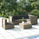 5-Delige Loungeset Met Kussens Poly Rattan Grijs 3x hoek + 2x midden