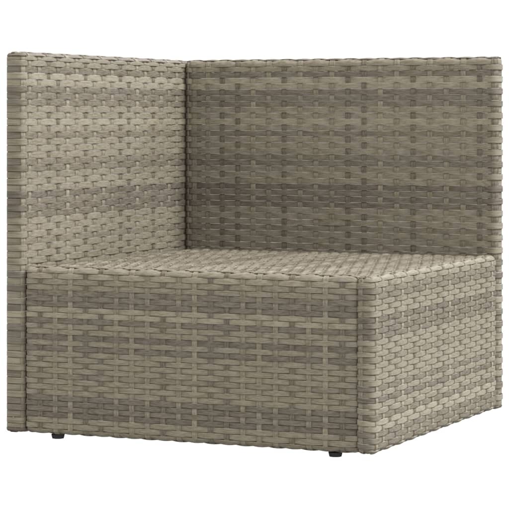 -Delige Loungeset Met Kussens Poly Rattan Grijs 4x hoek + 6x midden + voetensteun
