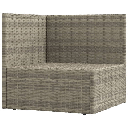 -Delige Loungeset Met Kussens Poly Rattan Grijs 4x hoek + 6x midden + voetensteun
