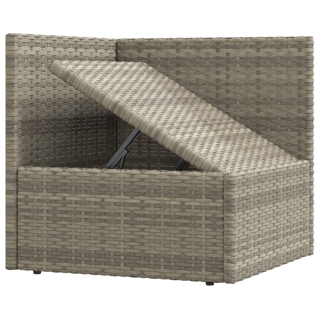 -Delige Loungeset Met Kussens Poly Rattan Grijs 4x hoek + 6x midden + voetensteun